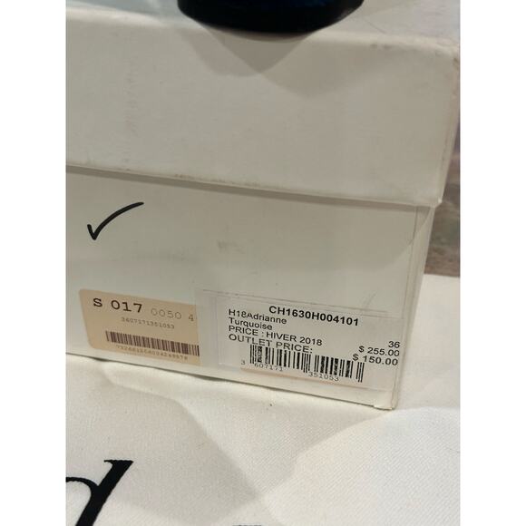 NEW Sandro Adrianne Velvet Block Heels In Turquoise size 36 - Picture 8 of 9